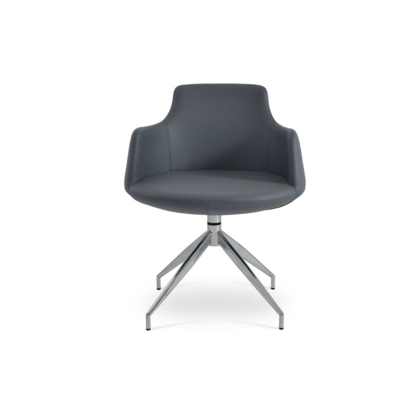 Fauteuil pivotant Dervish Spider, Similicuir gris