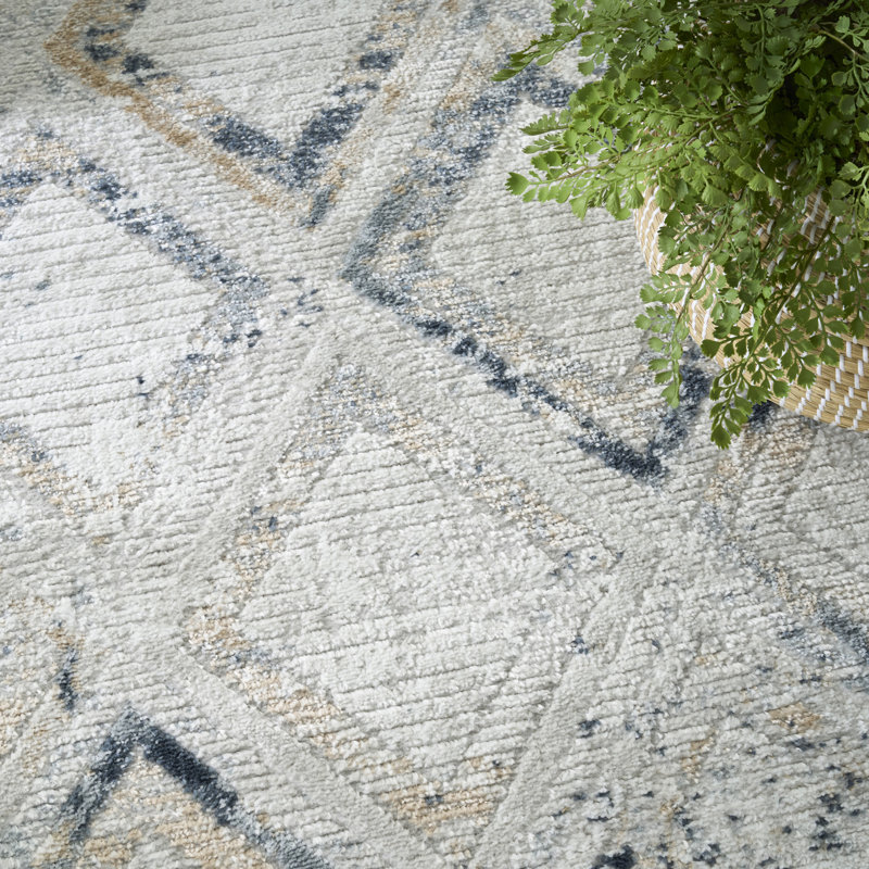 Leuchte 4' x 6' Grey Navy Modern Indoor Rug, Rectangle 4' x 6'