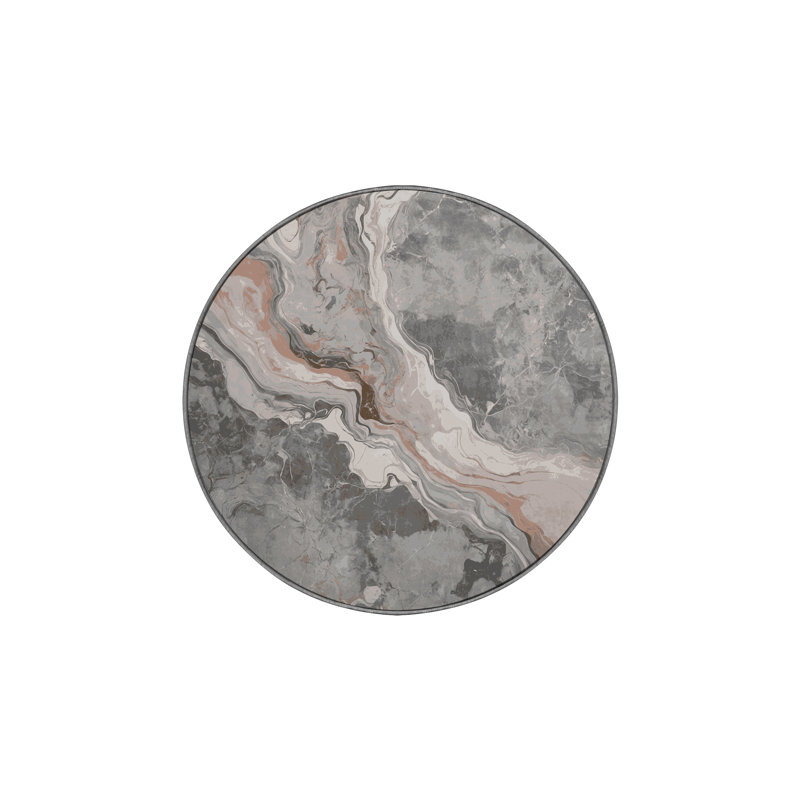 Machine Washable Gray Area Rug, Round 7'