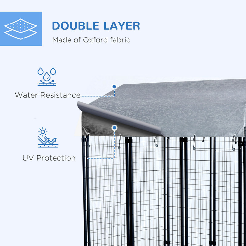 Pawhut 6' X 4' X 6' Dog Playpen Outdoor, Dog Kennel Dog Exercise Pen With Lockable Door, Water-Resistant Canopy, For Medium And Large Dogs