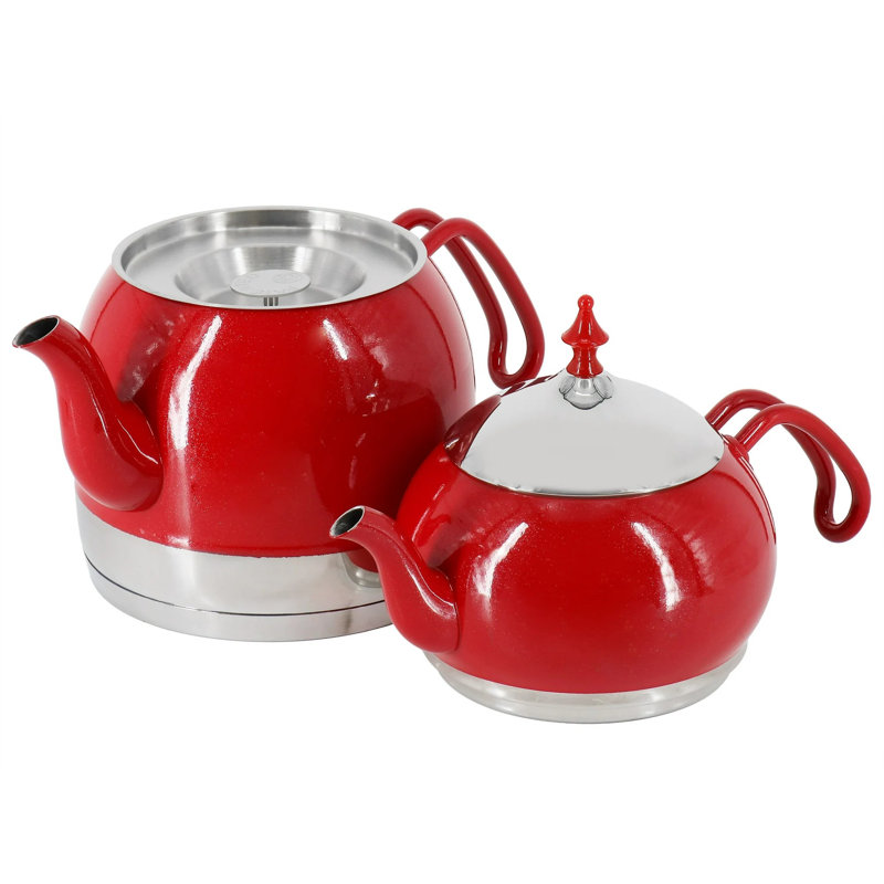 Bouilloire sifflet en acier inoxydable pour cuisinière 2,4 pintes ORIXFORCE, Rouge
