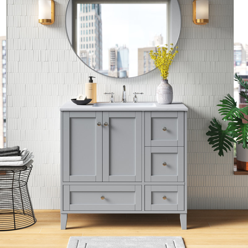 Ensemble de meuble-lavabo simple 36 po Selma, Gris