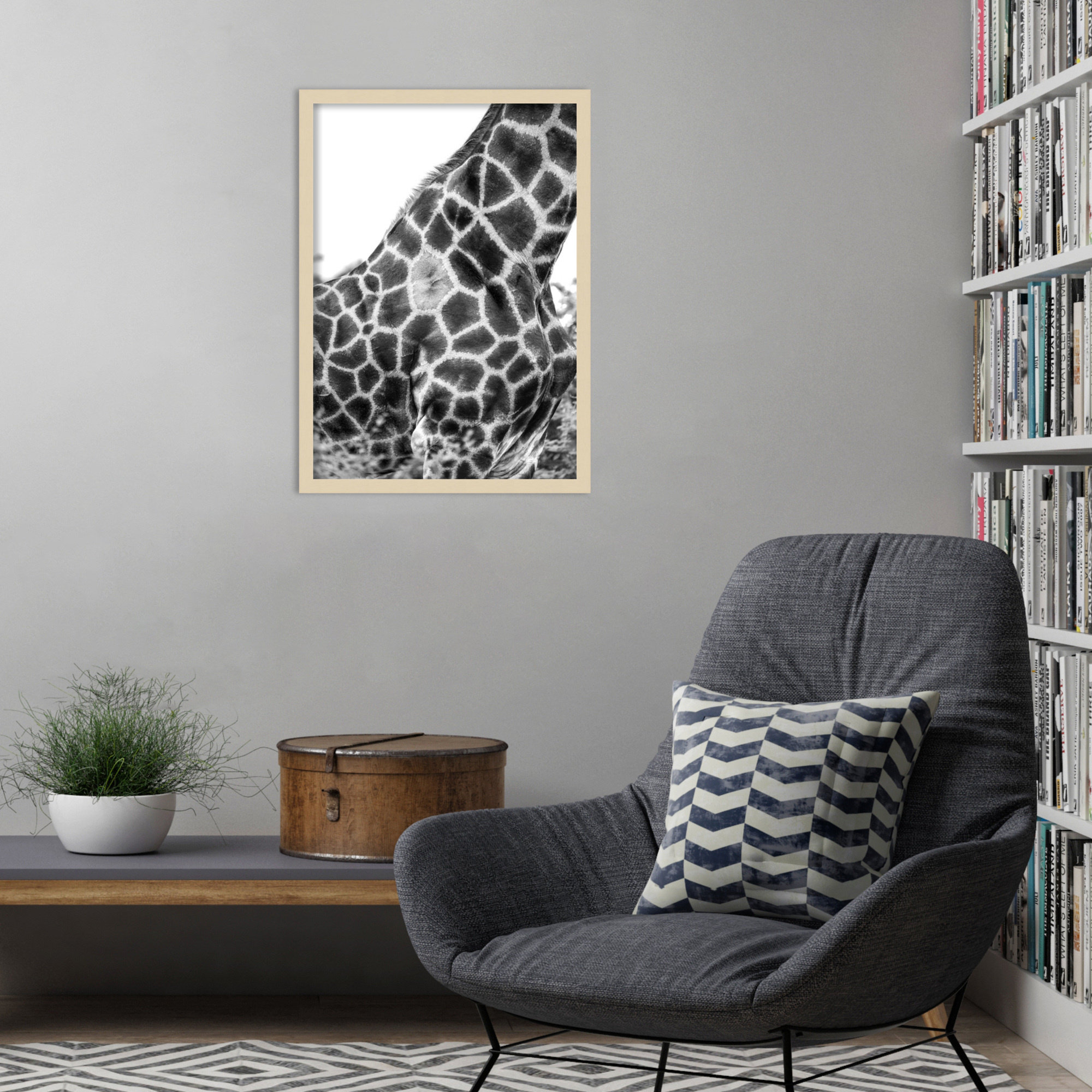 Super Safari No 3 Giraffe by Shot by Clint Wood Framed Wall Art Print, 25" H x 18" W, Brown