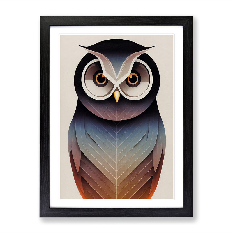 Beauteous Owl Abstract - Single Picture Frame Print, 34cm H x 25cm W x 2cm D, Black Framed