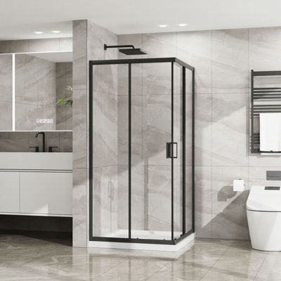 Shower Enclosure 36 In.D X 36 In. W X 72 In. H, Corner Shower Door With 1/4 In. Clear Tempered Glass, Sliding Opening Finish Aluminum Framed