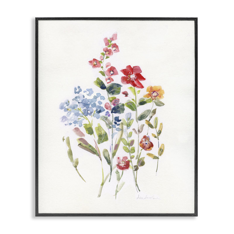 Art de giclée à bourgeons de fleurs sauvages mixtes par Sally Swatland, Giclée encadrée noir minuit, H 30 po x l 24 po