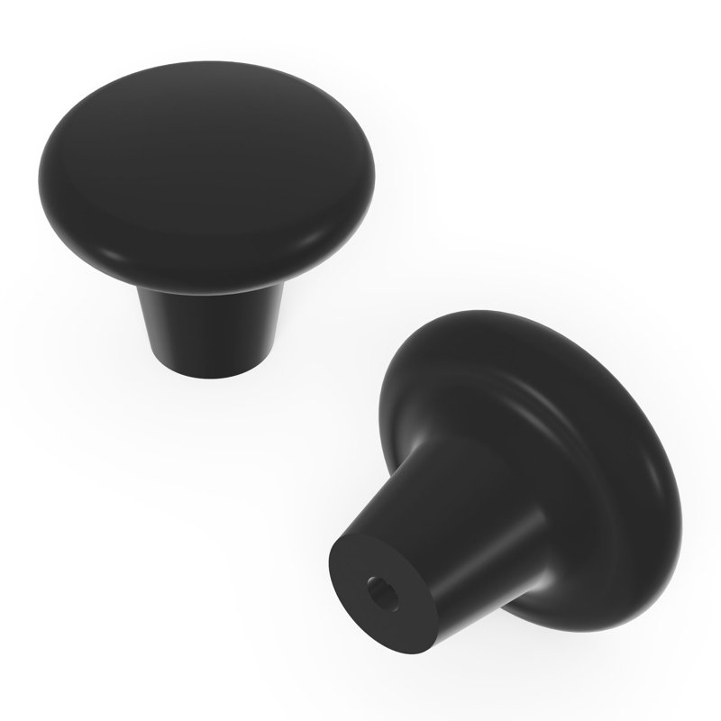 Midway 1 1/2" Diameter Mushroom Knob, Black