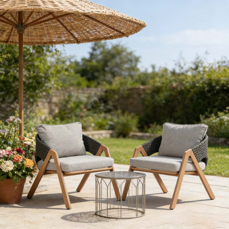 Chaise de patio avec coussins, Gris