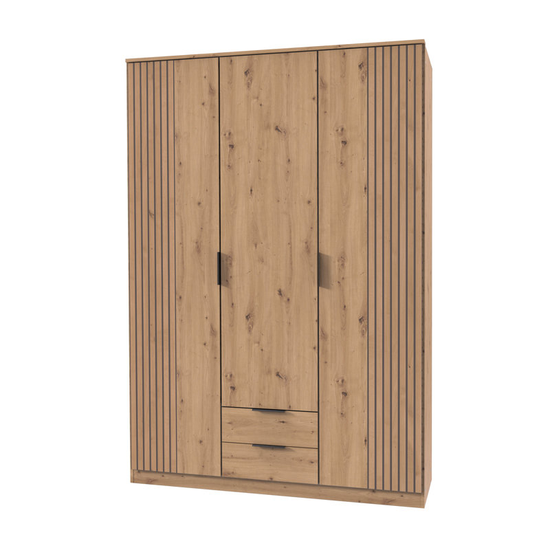 Nameer 3 Door Manufactured Wood Wardrobe, Oak