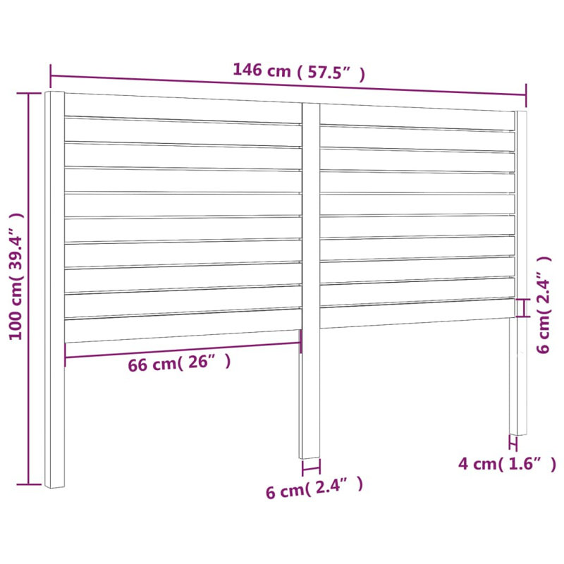 Jamael Solid Wood Headboard, Brown, 146 x 100 cm