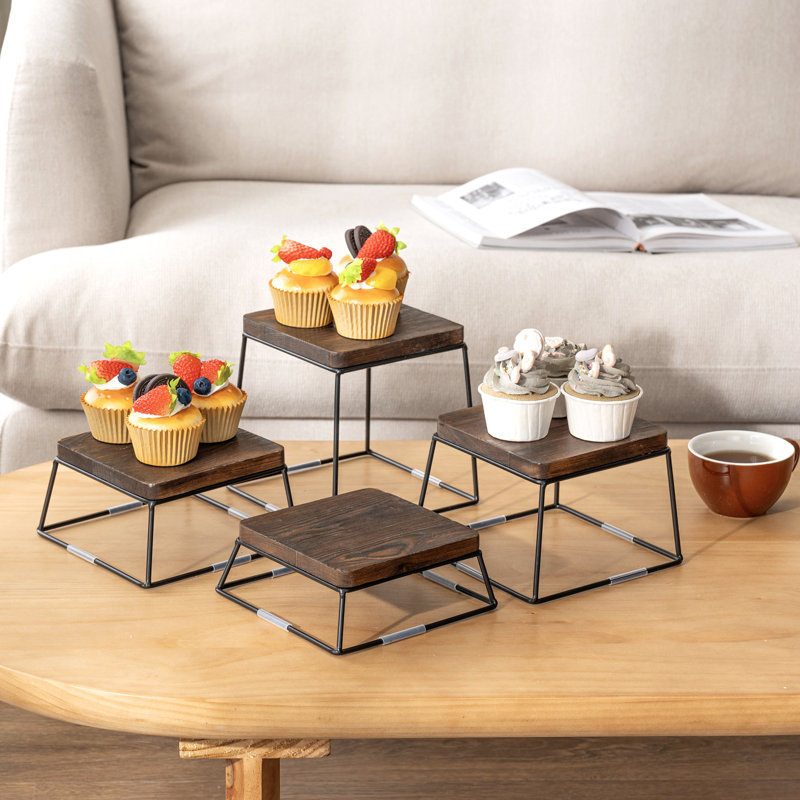 4-Piece Tiered Stand Set, Brown