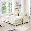 Canapé 2 places en tissu de chenille de style contemporain avec 2 repose-pieds et 2 coussins lombaires-494046303