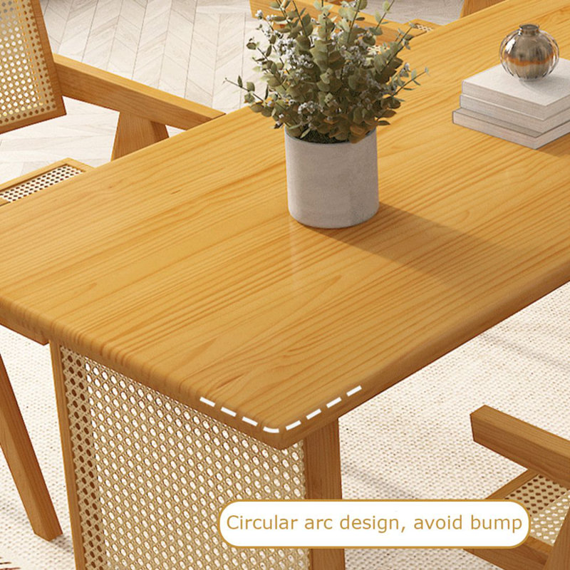 Table de salle à manger en bois massif de couleur bois naturel, H 29,53 po x L 62,99 po x l 23,62 po