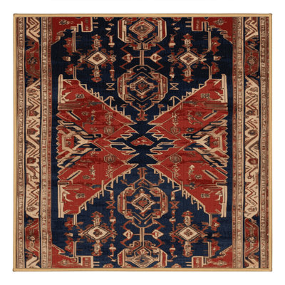 Machine Washable Art Deco Brown Area Rug