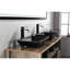 Lavabo de salle de bain rectangulaire en verre noir mat. 22 po x 14 po. Robinet et bonde escamotable. Style élégant. Corrosion. Longueur complète du nécessaire. Drain inclus. Classique à rouille