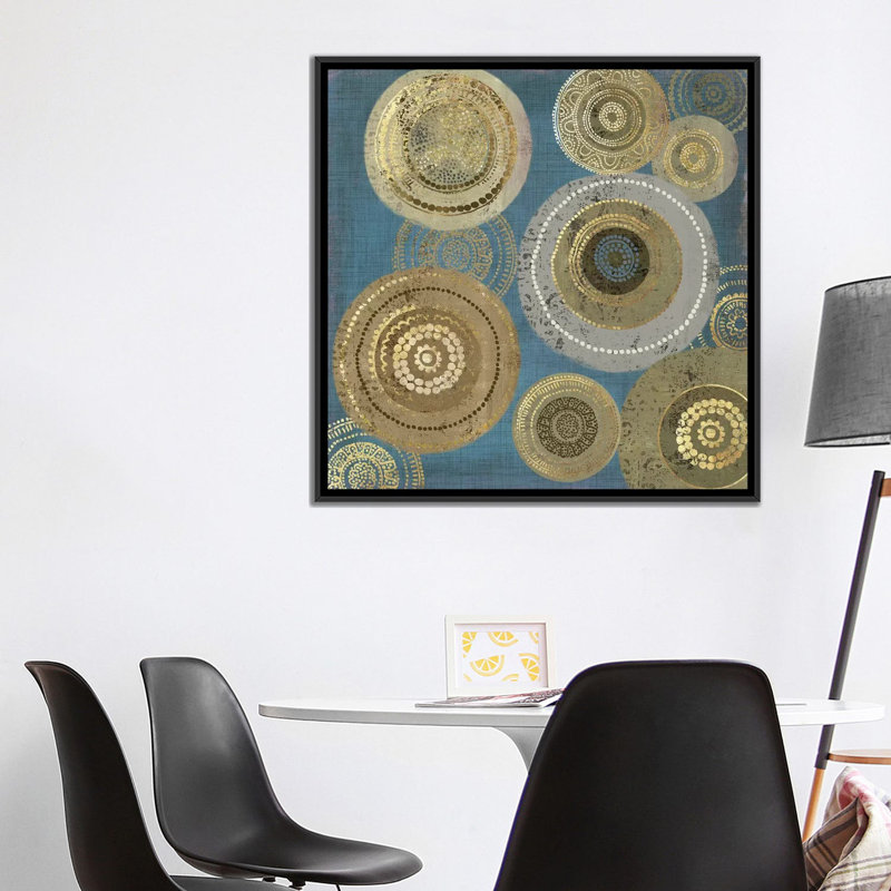 « aboriginal dot i », impression sur toile, H 18 po x l 18 po x P 1,5 po, Toile encadrée noire, Pas de tapis