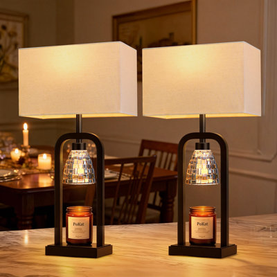 21.5" Industrial-Style Black Candlestick Lamp for Living Room, Office, and Bedroom (Bulb Included)