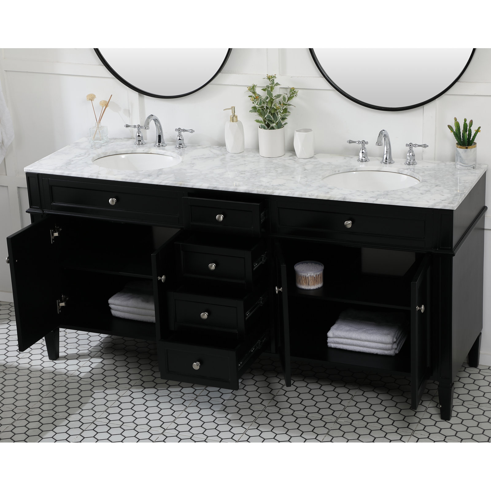 Rivers 72'' Double Bathroom Vanity, Black