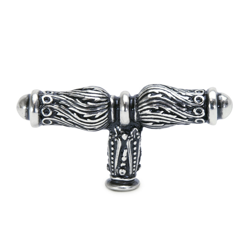 Acanthus knob with feather scroll in Oil Rub Bronze, Silver