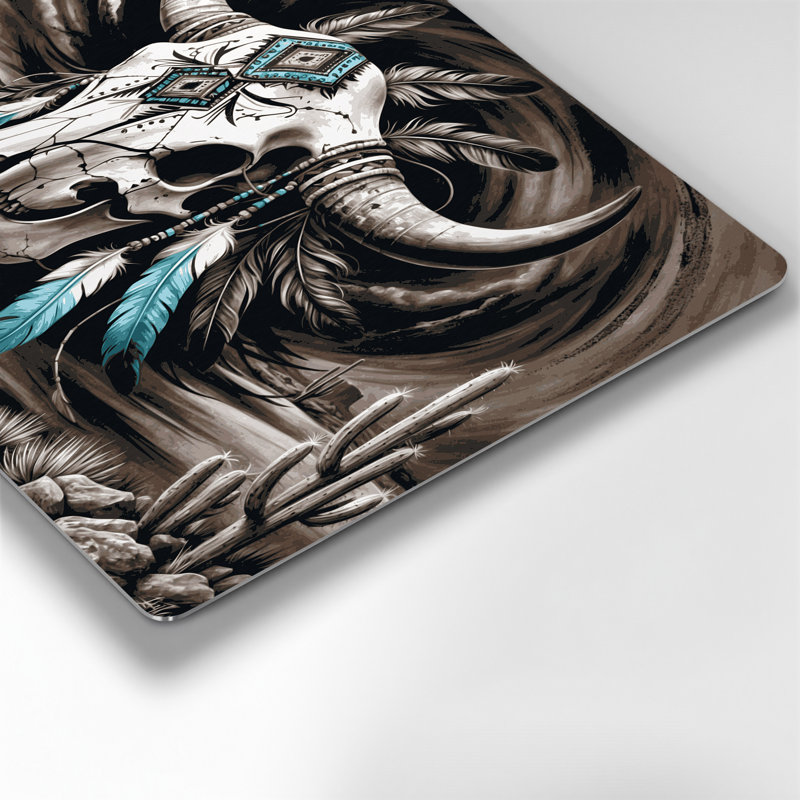 «Southwestern Animals Skull and Bones», art mural noir en métal 51, H 144 po x l 216 po x P 0,05 po