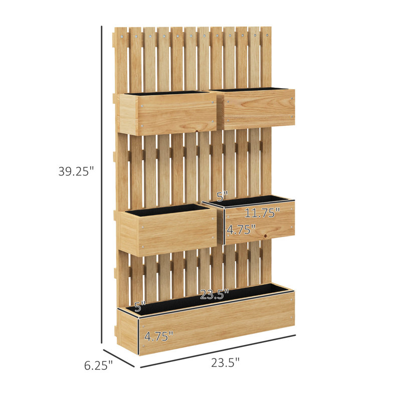 Lit de jardin surélevé à 5 boîtes avec treillis - Hauteur réglable, auto-vidange, matériau en bois naturel pour les boîtes de légumes grimpantes, jardinière réglable