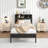 Full Size Bed Frame With Storage Headboard, Metal Platform Bed With Charging Station,  Bookcase Storage, No Box Spring Needed, Easy Assembly, Noise-Free-1337933034-1341671345