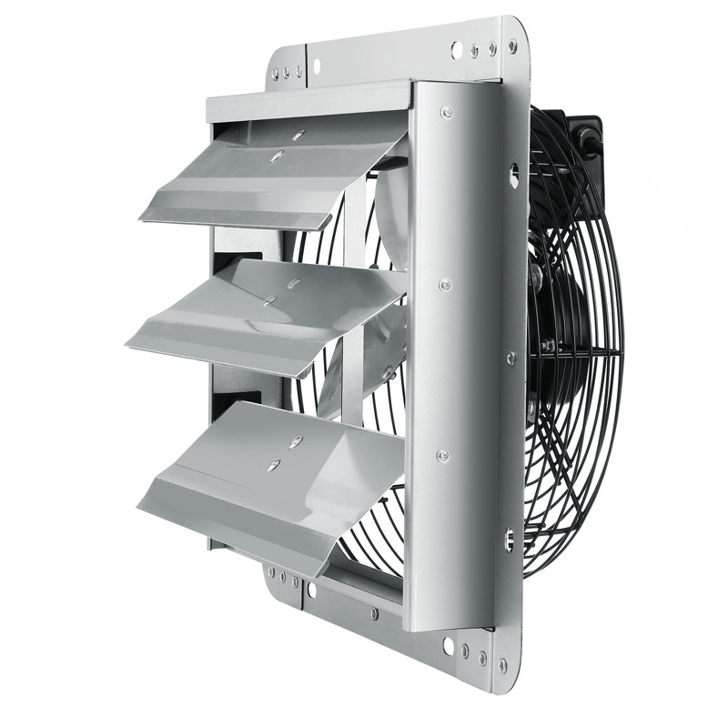 12'' Shutter Exhaust Fan, High-speed 1000 CFM, Aluminum Wall Mount Attic Fan with AC-motor, Ventilation and Cooling for Greenhouses, Garages, Sheds, Shops, FCC