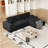 114.5'Modern Corduroy Modular foam Sofa, Recliner Seat reversible Sofa, 2-in-1 Sofa with Recliner and L-Shaped Sofa Combination with Three Cushion Neck Pillow Combination and Two Throw Pillows-260976613