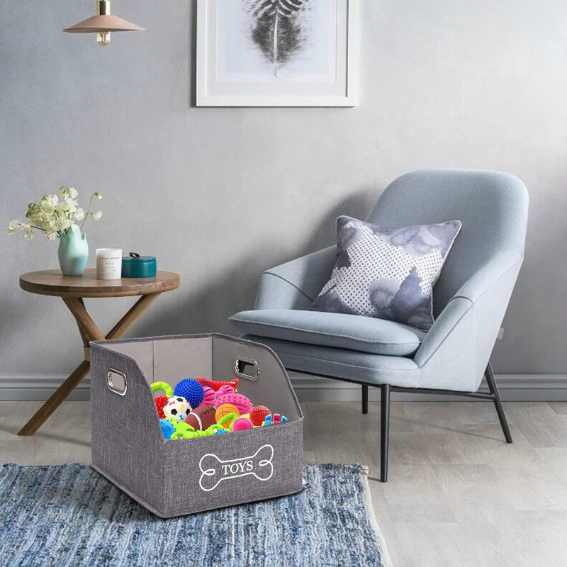 Foldable Toys Bin -Dog Toys Bin-Dog Toy Box-Storage Basket With Handle,Organizer Bin For Pet Toys, Blanket