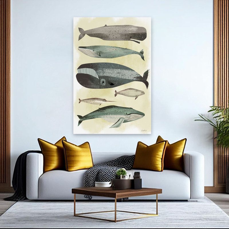 Whales - Animals Illustration Whales Art, 60" H x 40" W