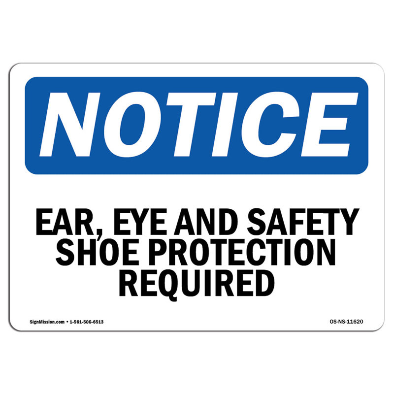 Avis de l'OSHA - Panneau de protection des yeux et des chaussures de sécurité requis