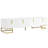 Modern TV Stand With Metal Legs And Gold Handles For Tvs Up To 80'', Media Console Table With Cabinets And Adjustable Shelves, Luxury TV Cabinet With Geometric Lines For Living Room, White-2057517676