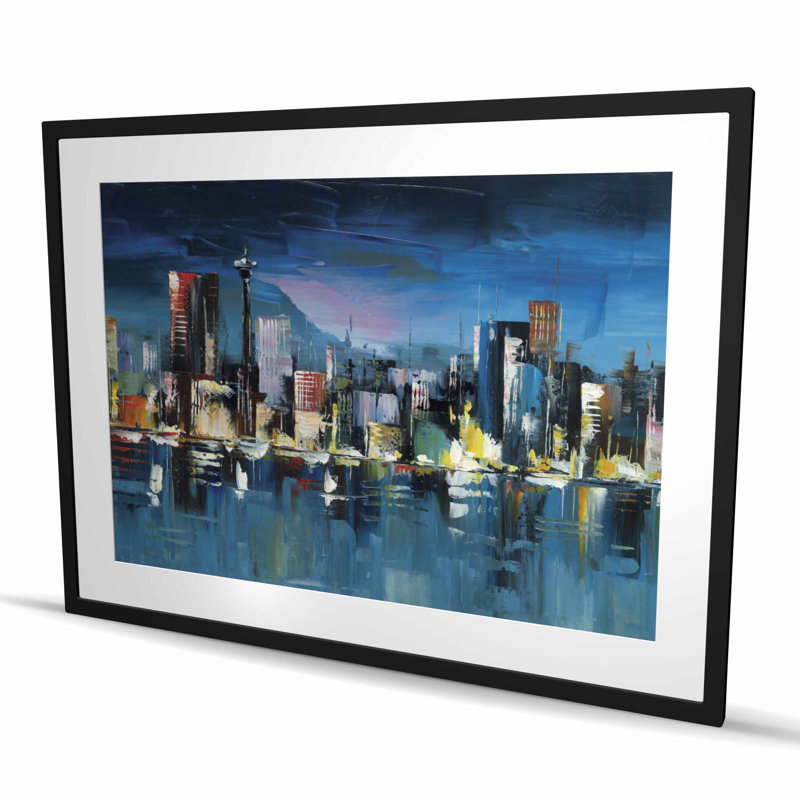 Abstrait paysage urbain bleu de nuit - impression de villes industrielles