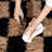 Black and camel-colored checkered area rug for indoor use, suitable for living rooms, bedrooms, and children's rooms.-1019347555-1019347578