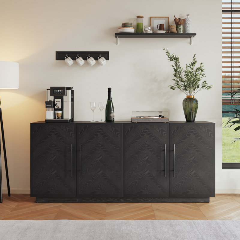 Buffet large noir à 4 portes