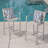 Outdoor Barstools, Rust-Proof Silver Aluminum Frame with Grey Mesh Seating, Durable and Stylish Design, Set of 2, Silver