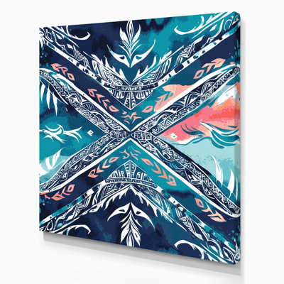 Toile hawaïenne à motif tribal beige sur toile