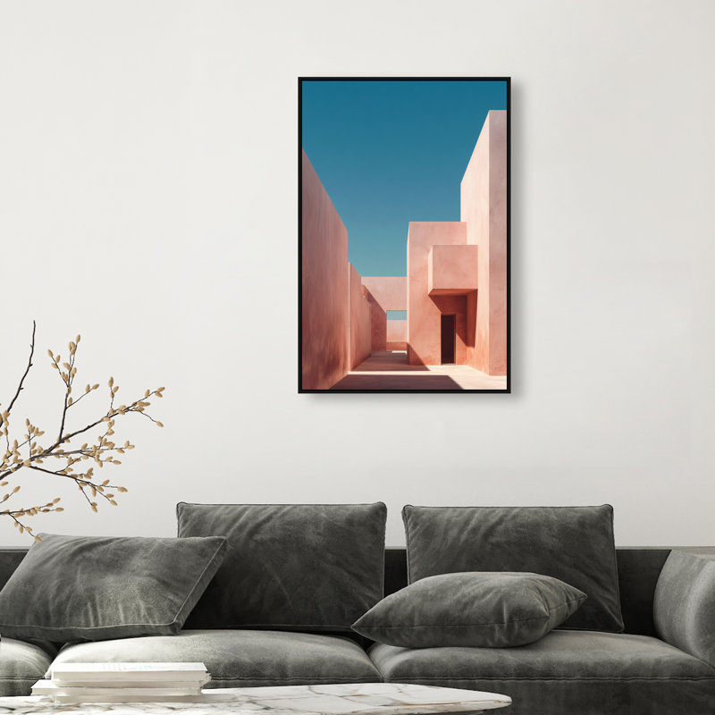 Structured Pink II Print by Oliver Gal, 16"H x 11"W, Black Floater Frame