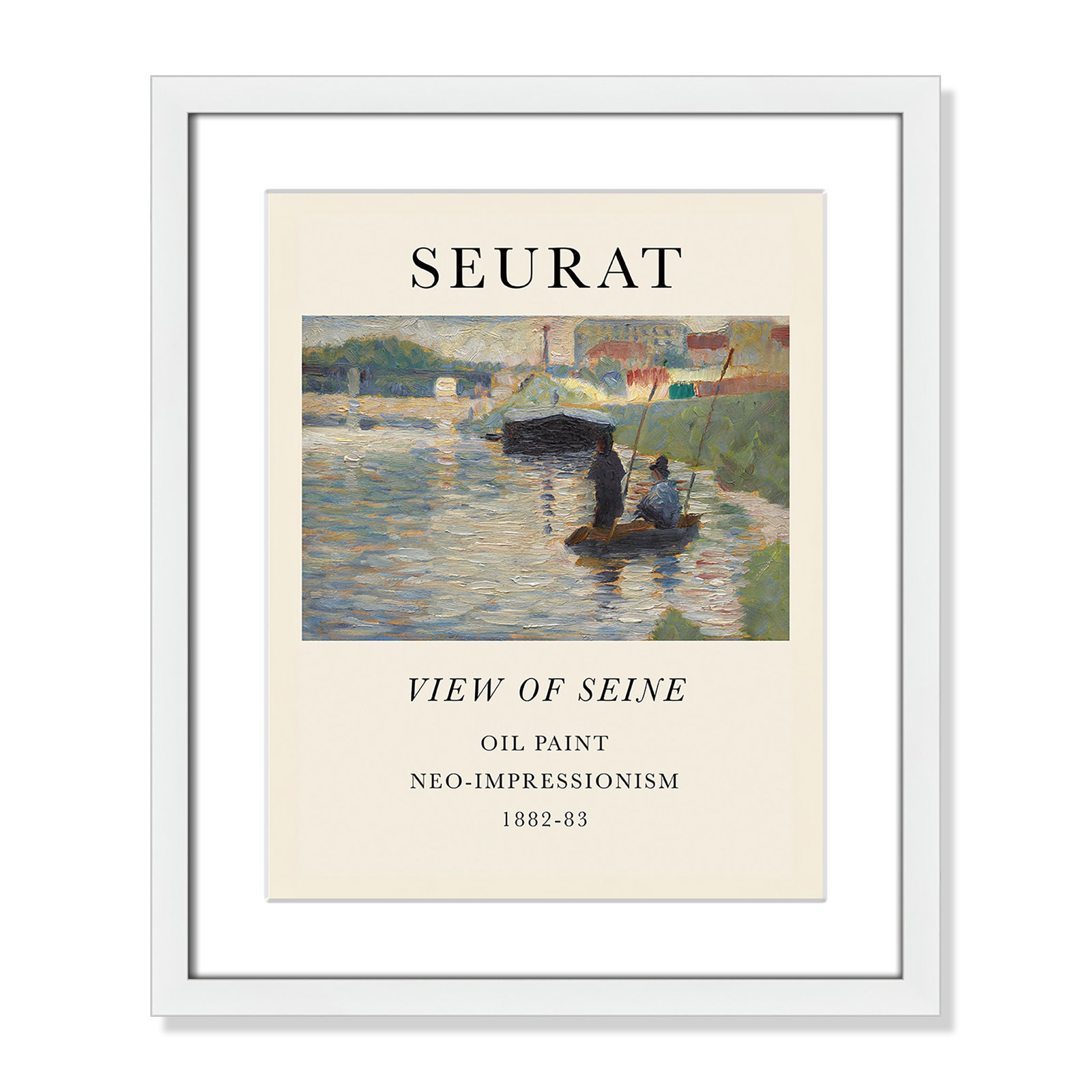 View Of Seine by Georges Seurat, Yes, 19" H x 16" W x 1.25" D, White Single Picture Frame