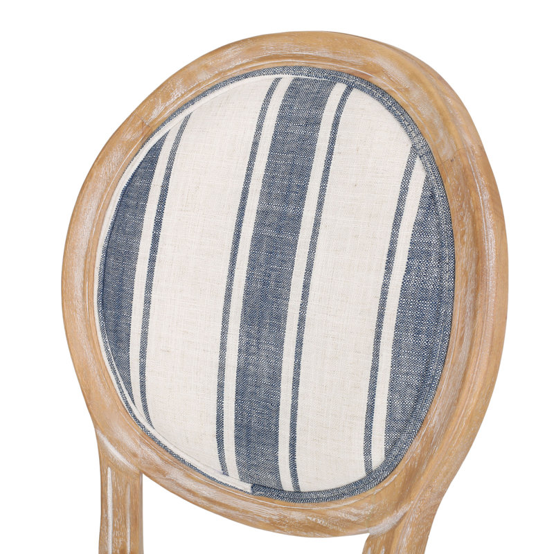 Chaise d'appoint rembourrée à dossier Roi Louis Jair, Rayé bleu foncé