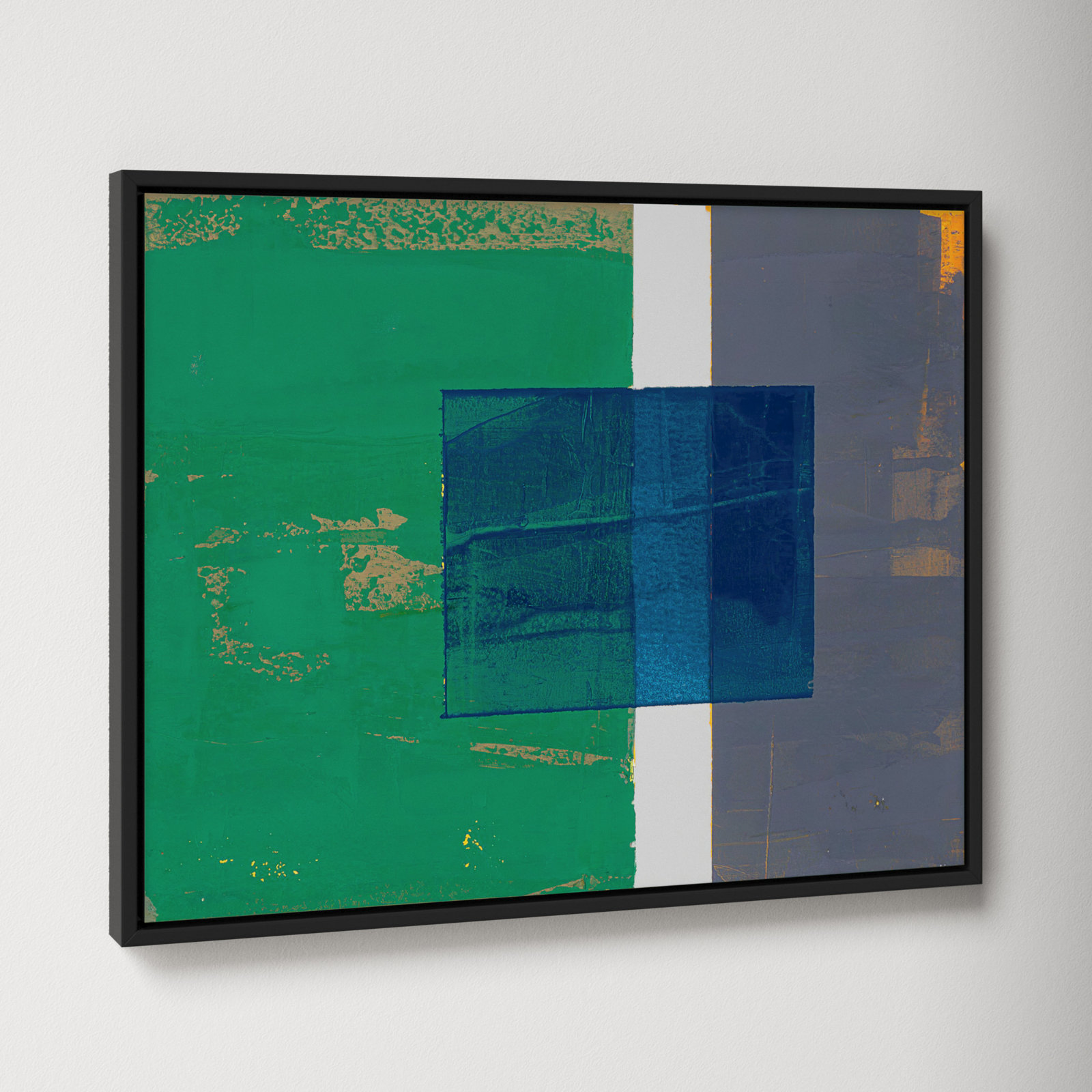 Bold In Blue 1 by Andrea Stokes, Black Framed, 16" H x 20" W x 1.38" D