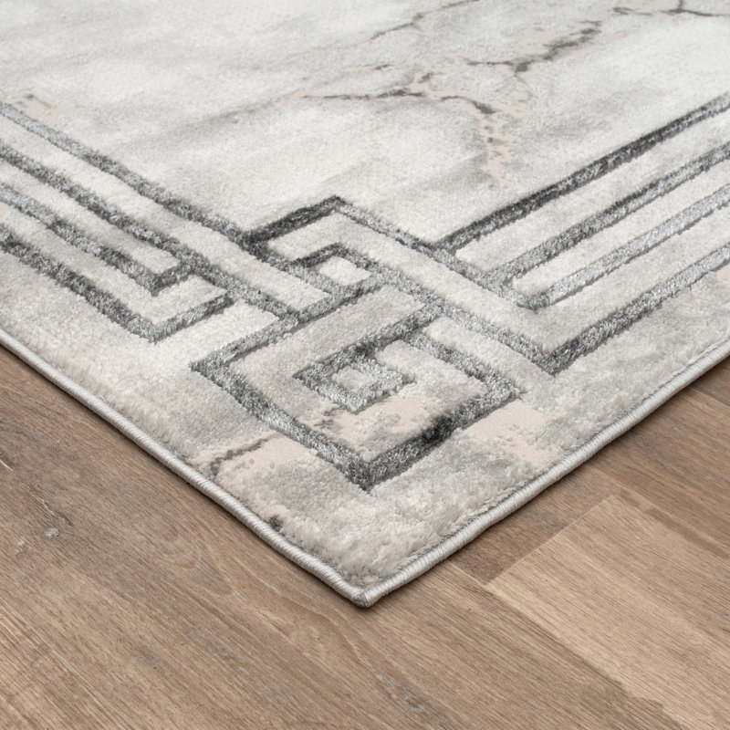 Monaco Series Abrstract Black/Gray/Ivory/Beige Area Rug, Rectangle 7'9" x 10'2"