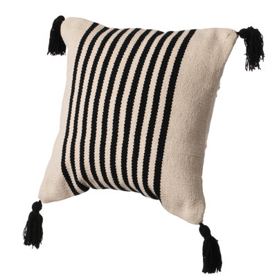 16" Handwoven Cotton Throw Pillow Cover with Striped Lines without Cushion