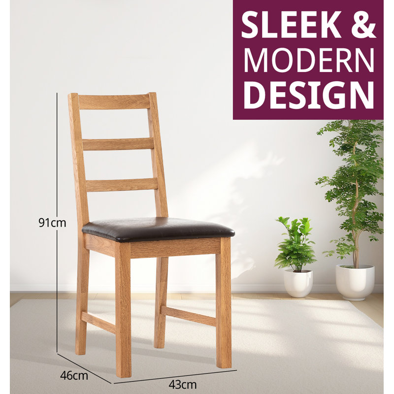 47cm H Fabric Upholstered Ladder Back Side Chair, Brown