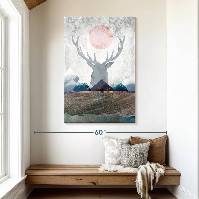 Brampt Deer And Mountains, 48" H x 32" W