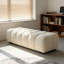Banc rembourré en bois massif beige