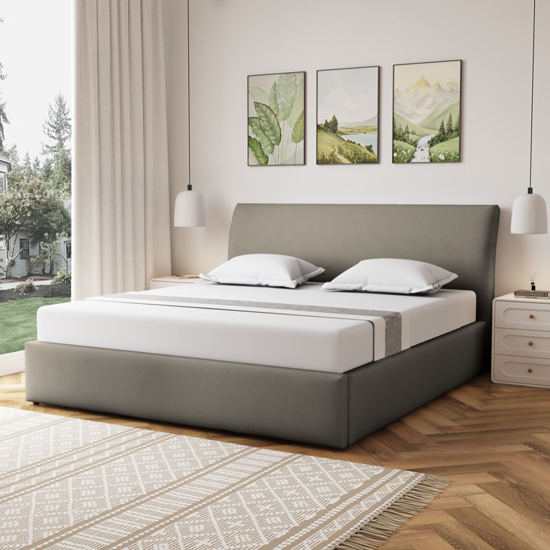 Upholstered Ottoman Storage Bed, Brown, Super King (6')