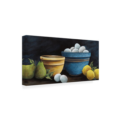 «Blue Bowl with Eggs» par Debbi Wetzel - impression sur toile tendue