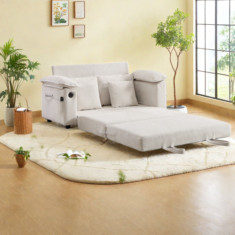 Extendable Sofas Chenille 58 Inch Modern Compact Sleeper For Home
