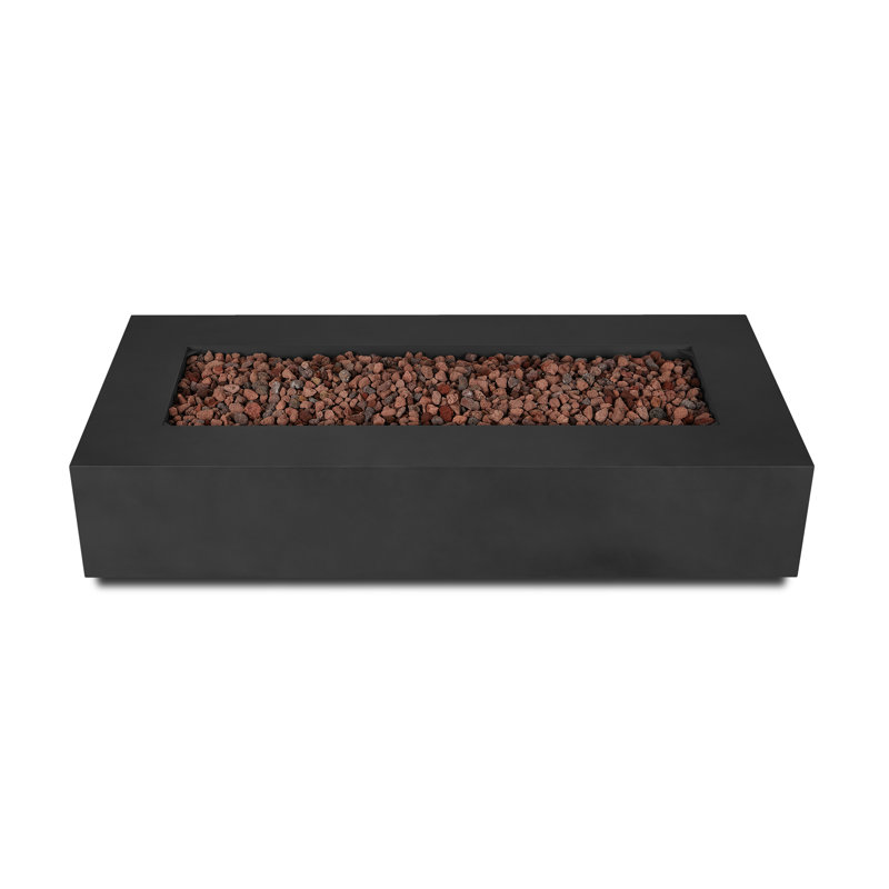 Table de foyer d'extérieur en acier thermolaqué Aegean, H 14,5 po x l 69,75 po x P 31,75 po, Noir